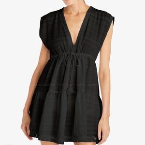 Robin Piccone Natalie Flouncy Dress Black Size Small Coastal Resortwear Goth